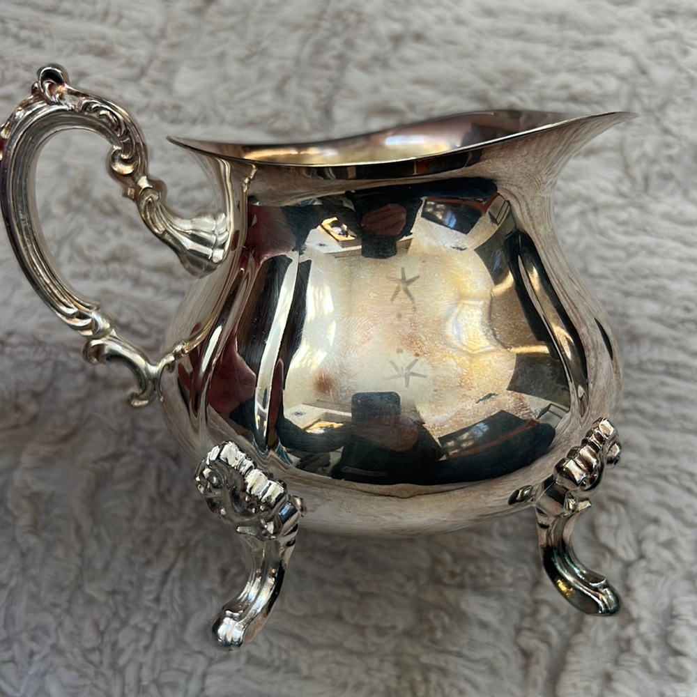 Vintage Towle silver plated footed creamer pitcher